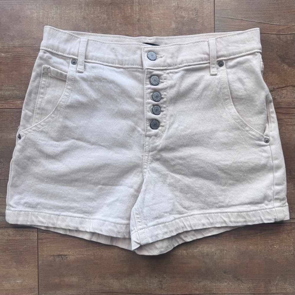 Banana Republic Beige High Rise Button Fly Stretch Denim Shorts Size 2/26